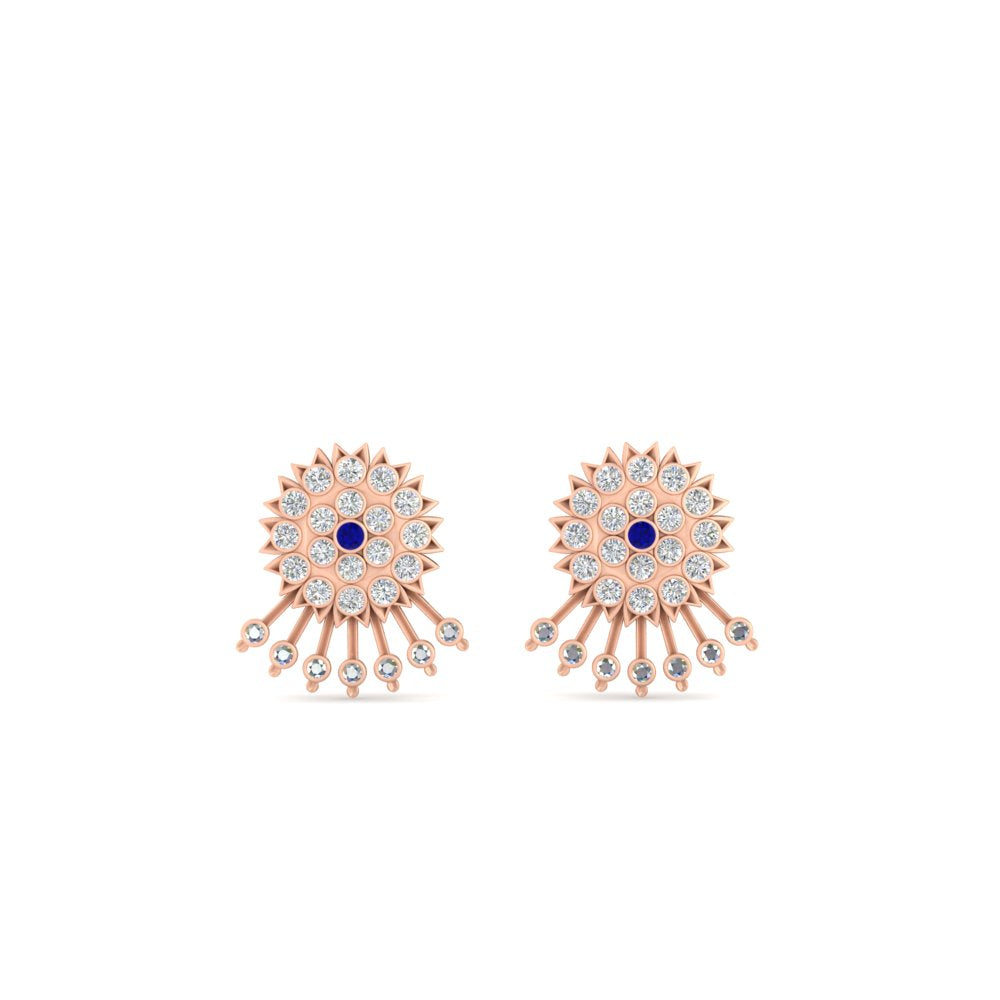 Diamond And Gold Impon Stud Earring