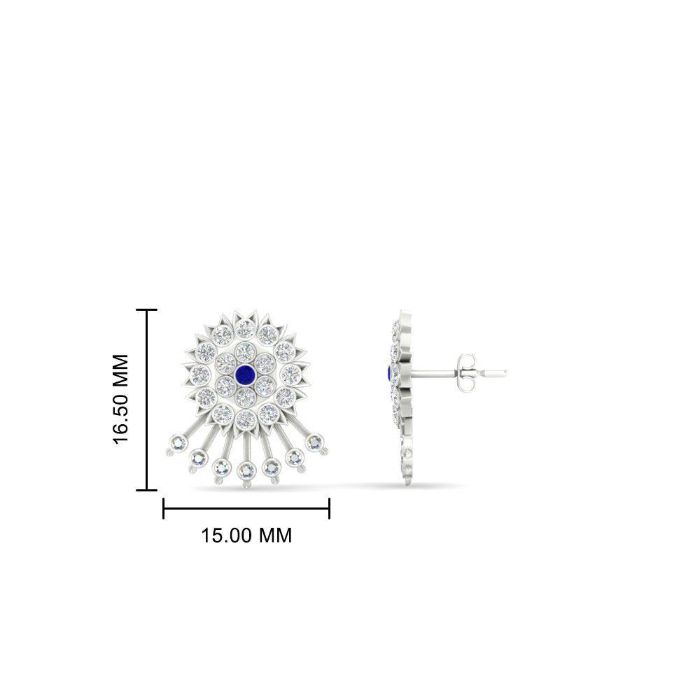 Diamond And Gold Impon Stud Earring