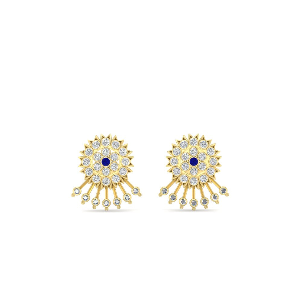 Diamond And Gold Impon Stud Earring
