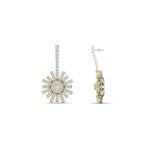 Load image into Gallery viewer, Sunflower Diamond Two Tone Drop Earrings