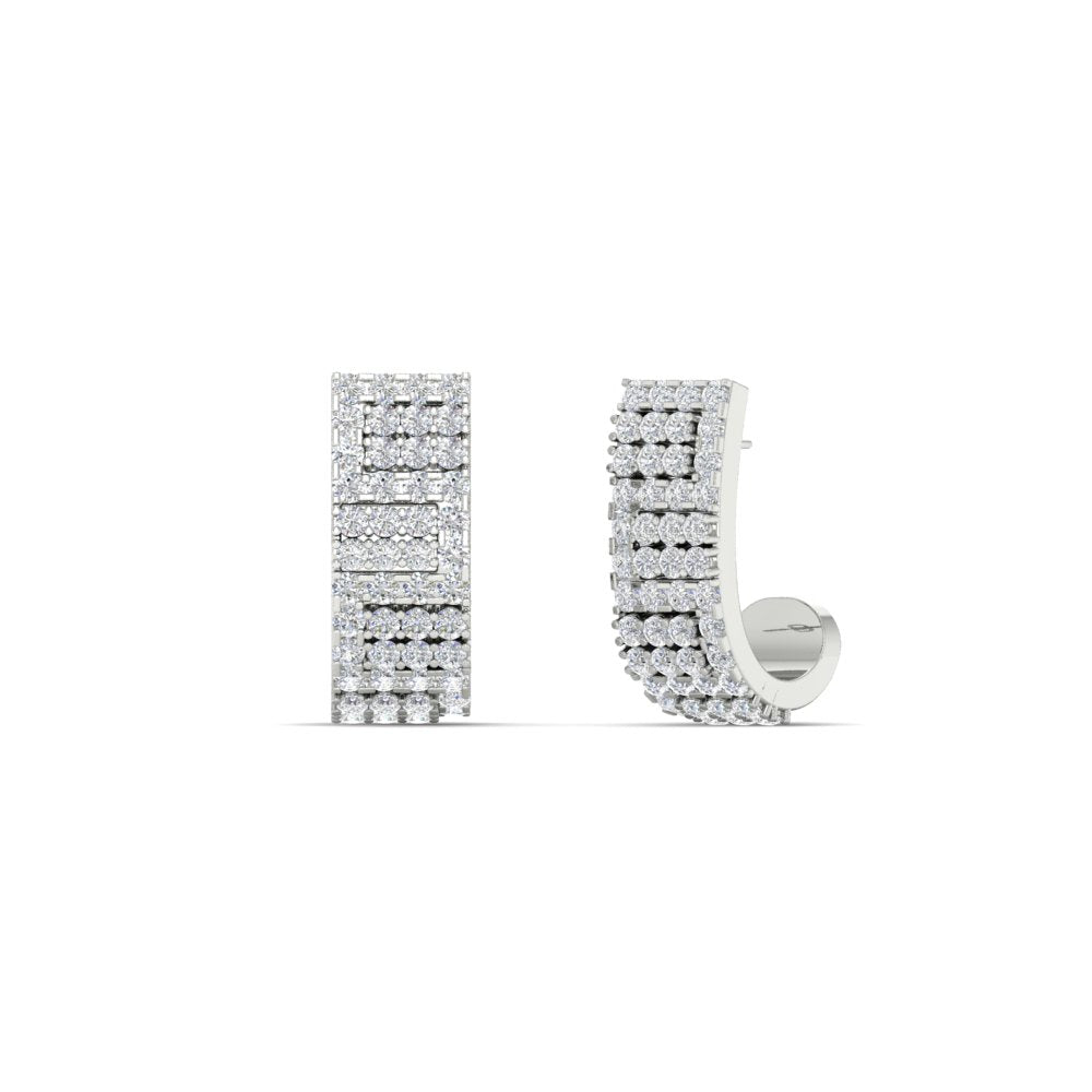 Thick J Diamond Hoop Earrings