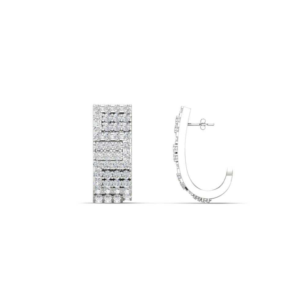 Thick J Diamond Hoop Earrings