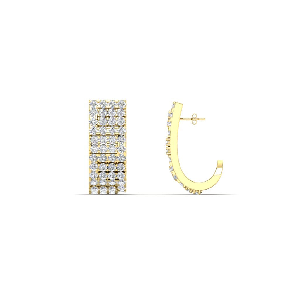 Thick J Diamond Hoop Earrings
