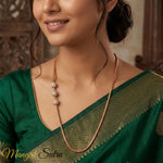 Load image into Gallery viewer, three-pave-ball-mugappu-chain-necklace-in-rose-gold-MGS11108neck-1-NL-rg