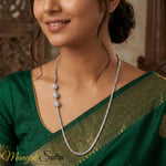 Load image into Gallery viewer, three-pave-ball-mugappu-chain-necklace-in-white-gold-MGS11108neck-1-NL-wg