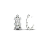 Load image into Gallery viewer, Three Row Diamond J Hoop Earrings