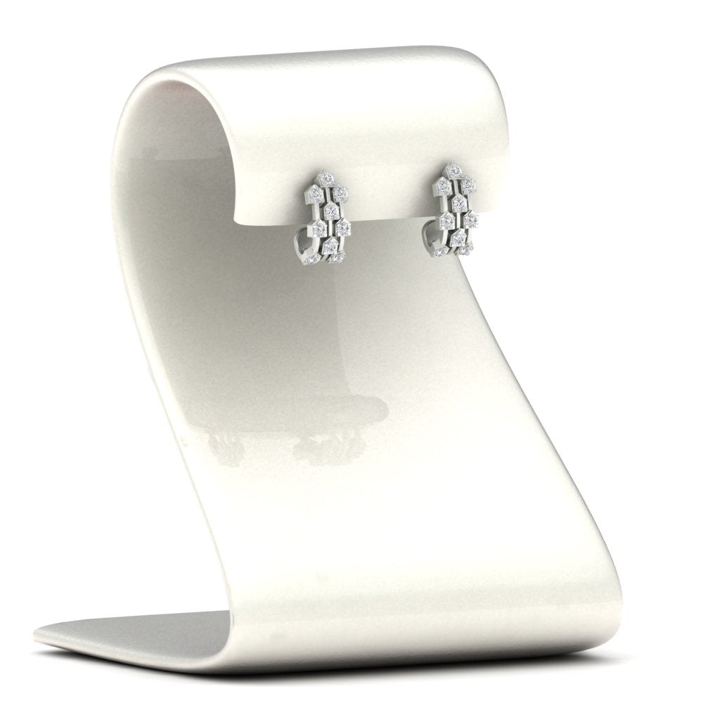 Three Row Diamond J Hoop Earrings
