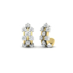 Load image into Gallery viewer, Three Row Diamond J Hoop Earrings
