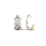 Load image into Gallery viewer, Three Row Diamond J Hoop Earrings