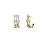 Load image into Gallery viewer, Three Row Flower Delicate Diamond J Hoops Earrings