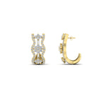 Load image into Gallery viewer, Three Row Flower Delicate Diamond J Hoops Earrings