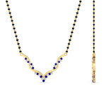 Load image into Gallery viewer, twisted-v-shape-spaced-out-sapphire-mangalsutra-in-yellow-gold-mgs60964gsablangle2-nl-yg.jpg