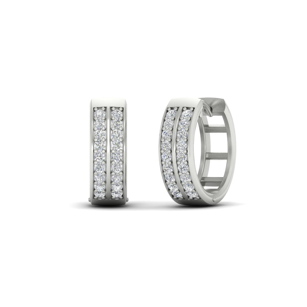 Two Row Diamond Hoops Earring