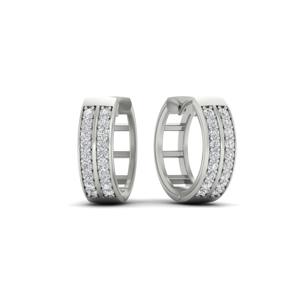 Two Row Diamond Hoops Earring