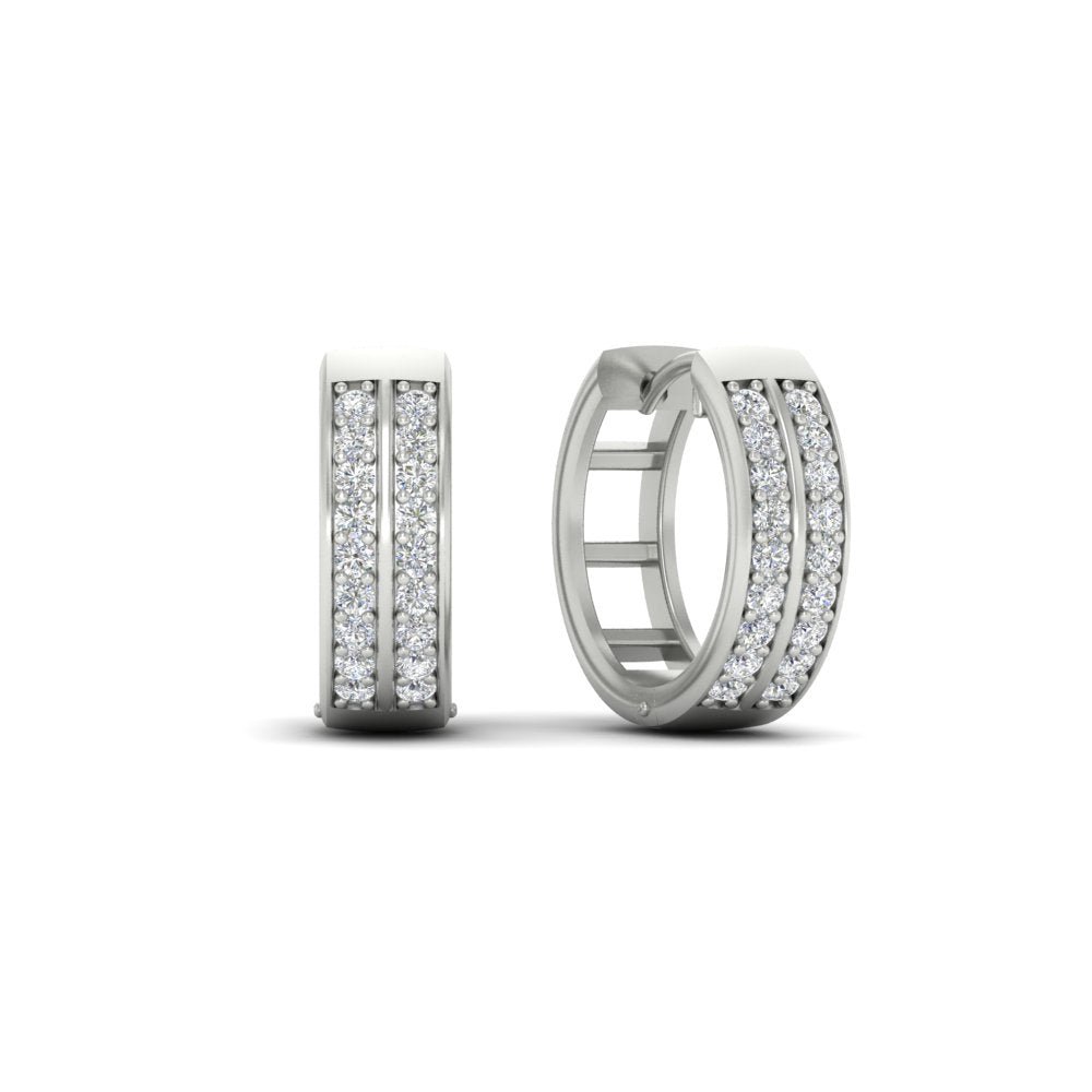 Two Row Diamond Hoops Earring