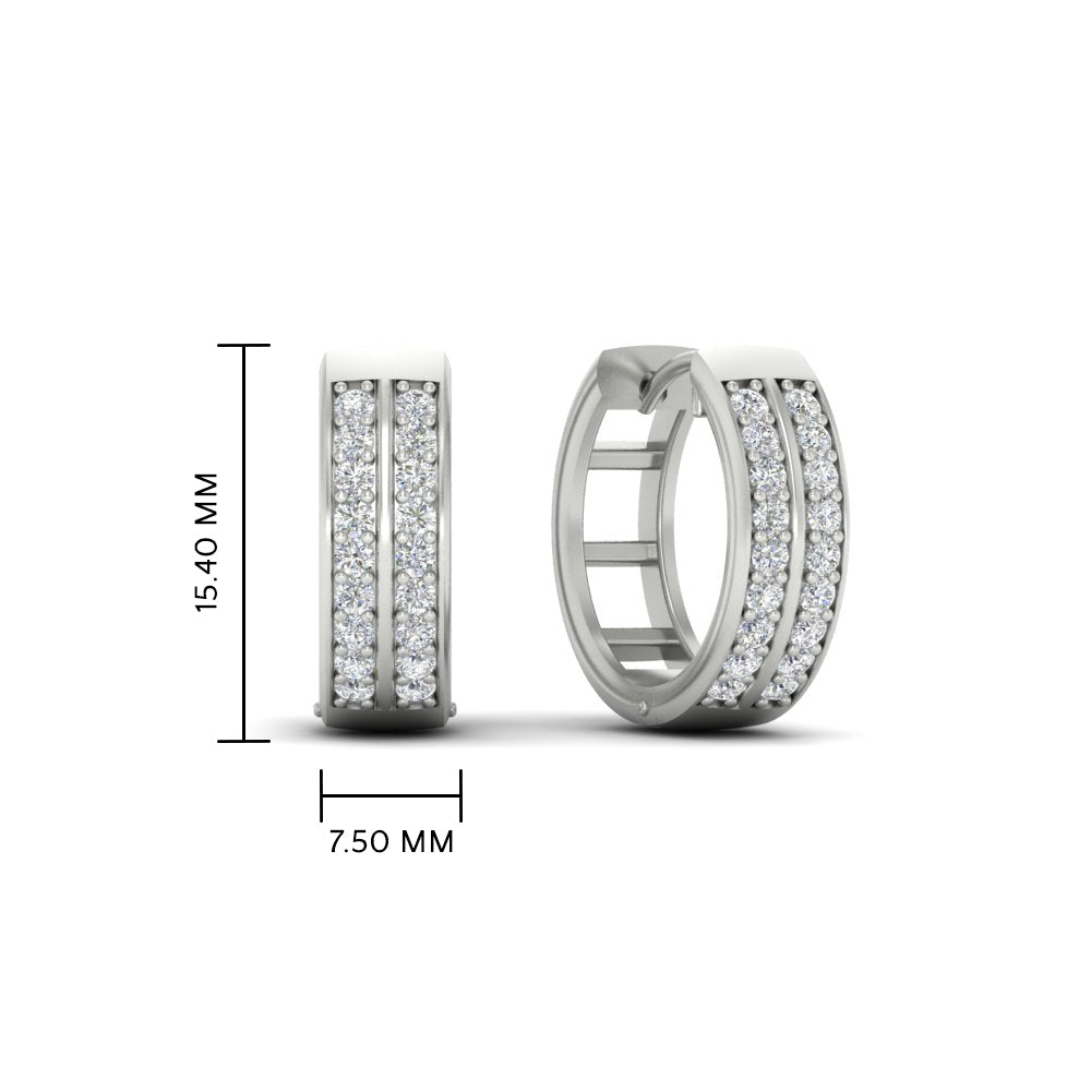 Two Row Diamond Hoops Earring