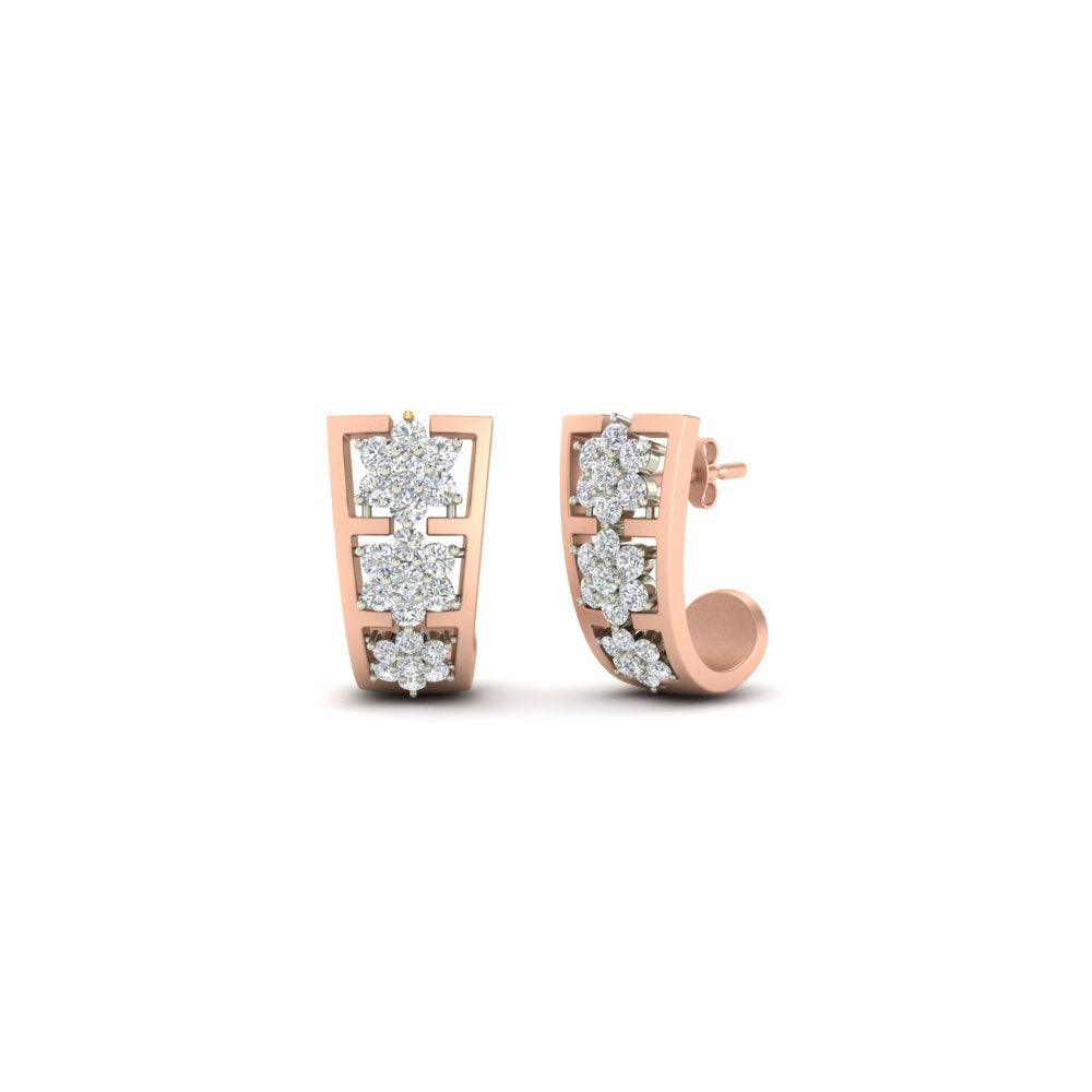 Two Tone Floral Diamond Earrings