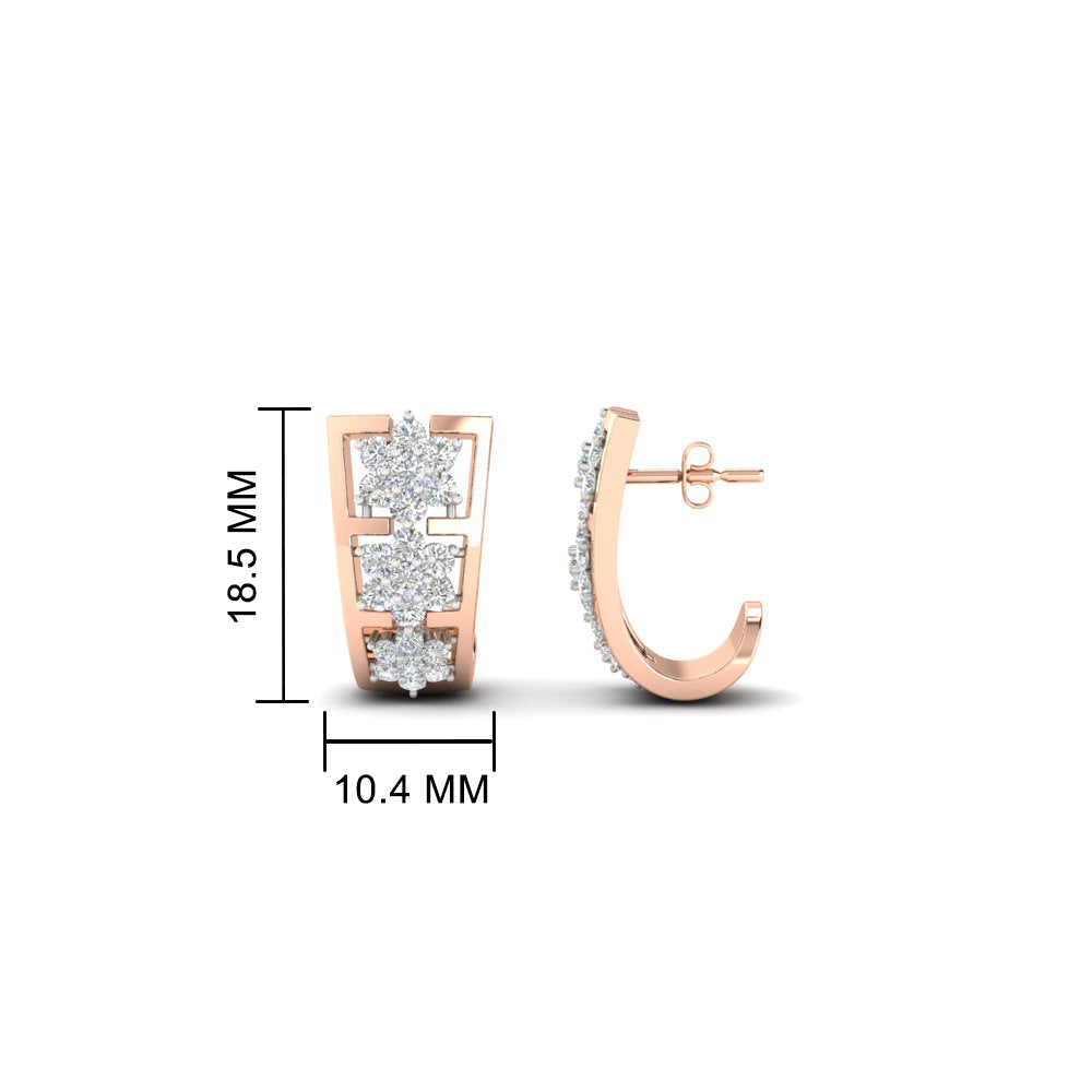 Two Tone Floral Diamond Earrings