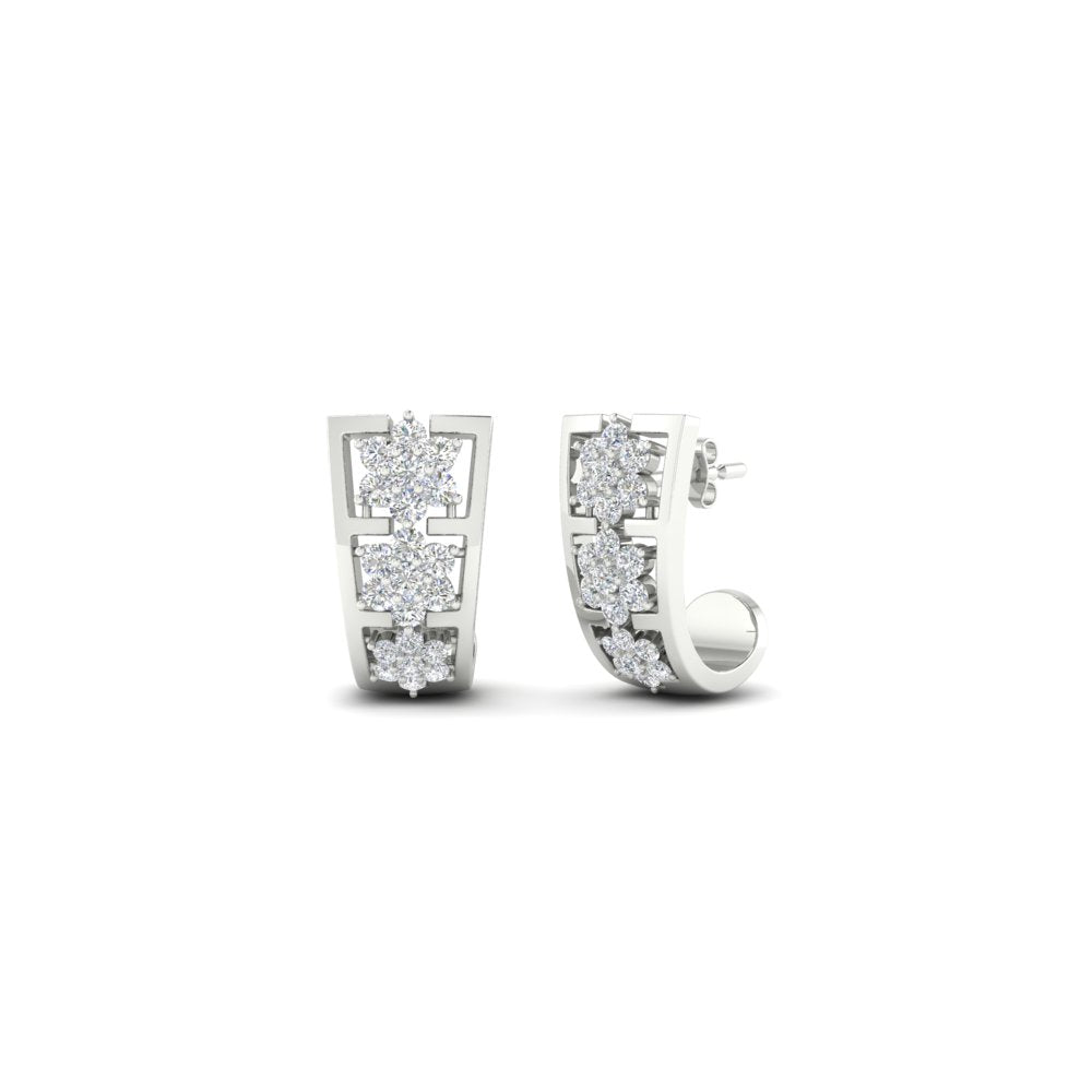 Two Tone Floral Diamond Earrings
