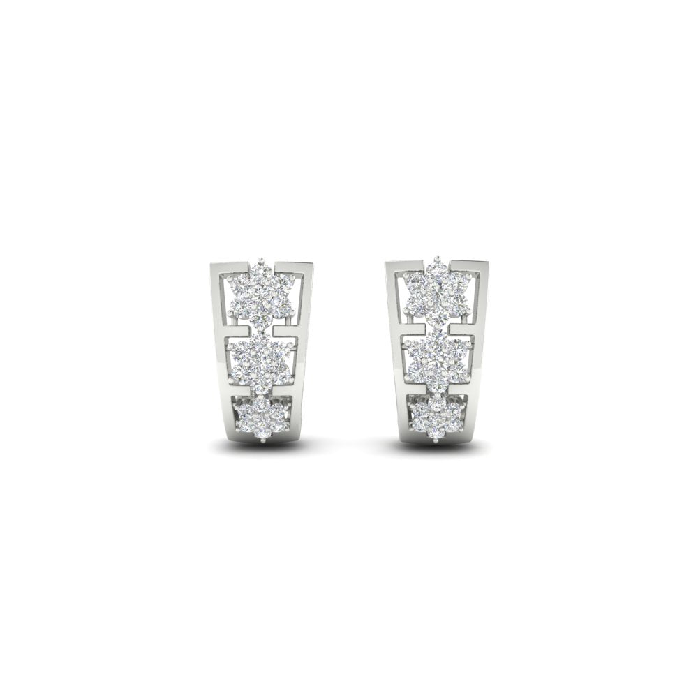 Two Tone Floral Diamond Earrings