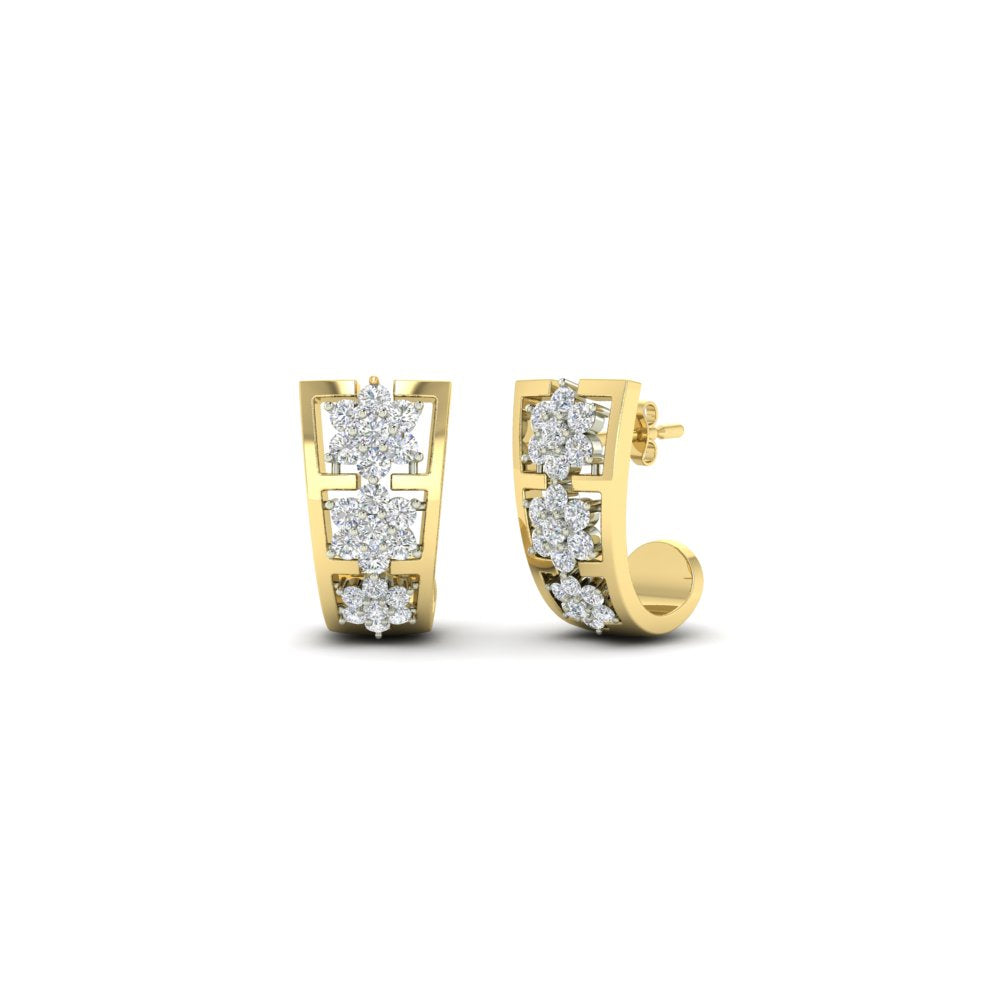 Two Tone Floral Diamond Earrings