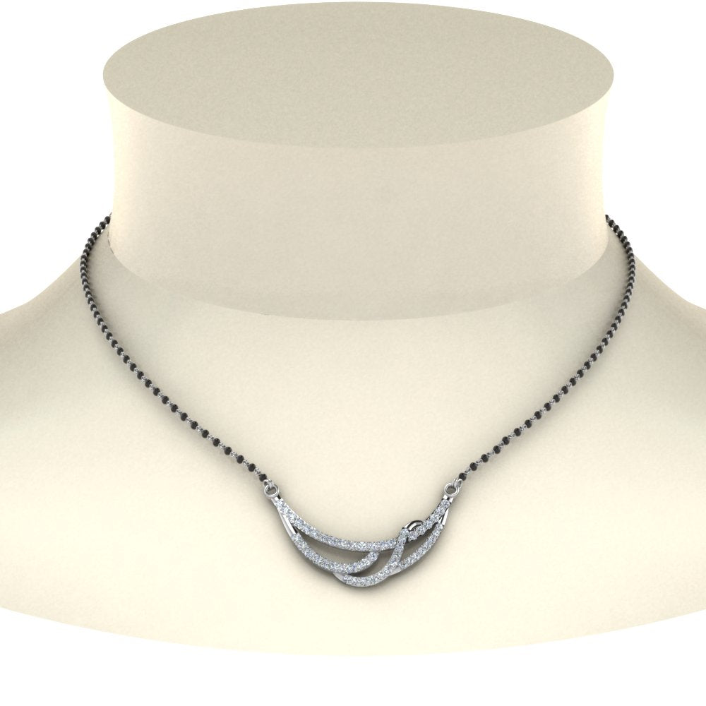 1.50 Carat Diamond Black Beads Mangalsutra