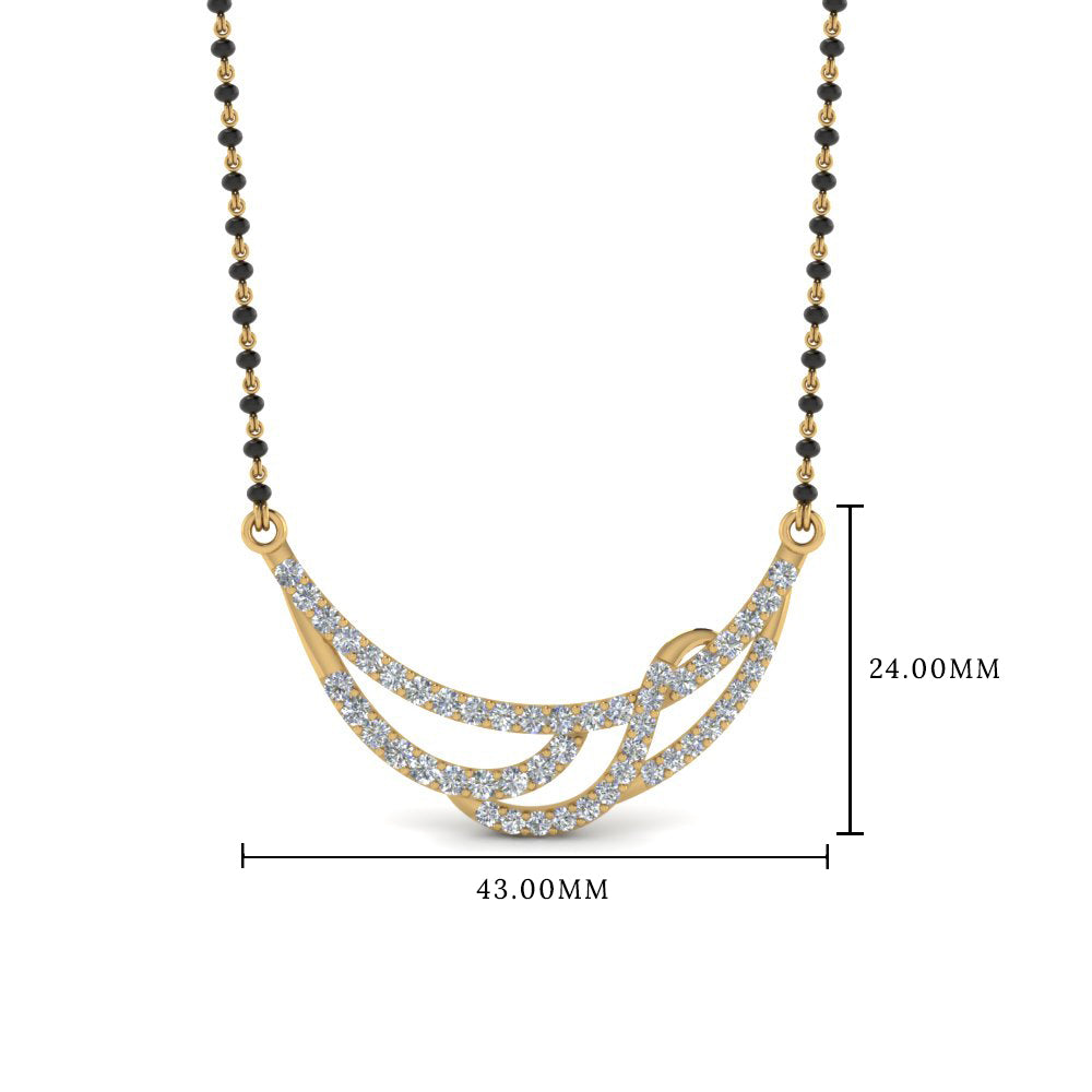 1.50 Carat Diamond Black Beads Mangalsutra