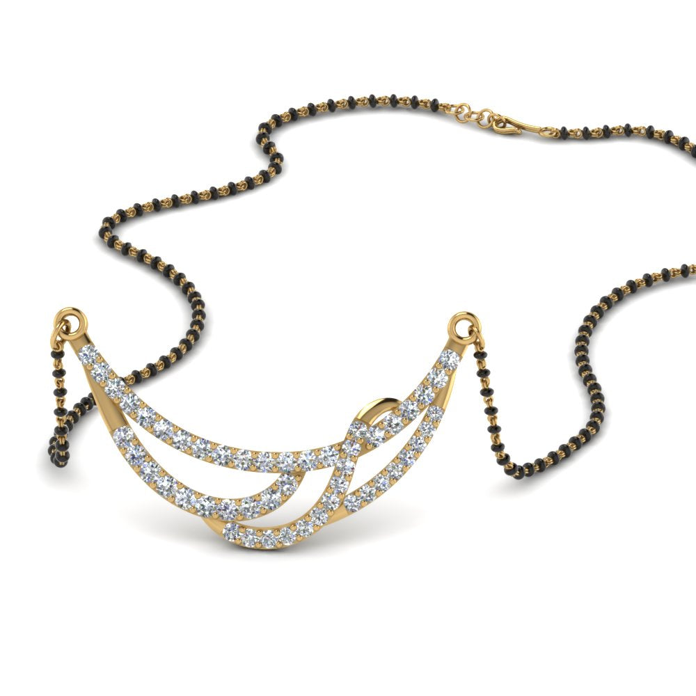 1.50 Carat Diamond Black Beads Mangalsutra