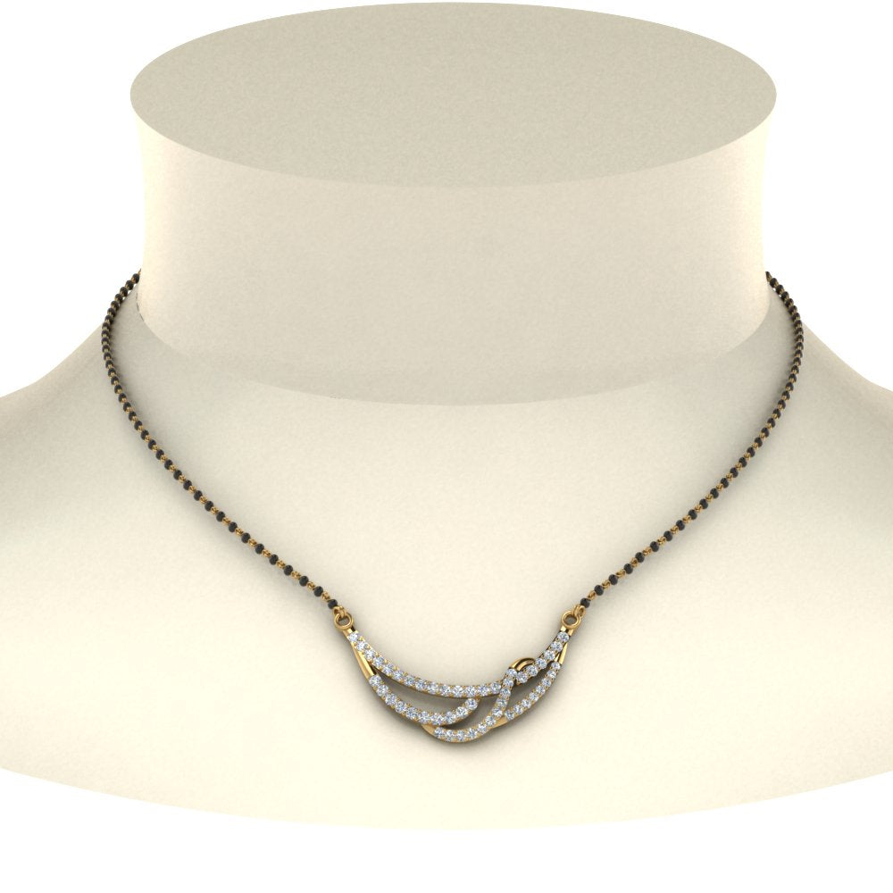 1.50 Carat Diamond Black Beads Mangalsutra