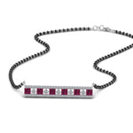 Load image into Gallery viewer, 3-Row-Bar-Diamond-Mangalsutra-Pendant-With-Pink-Sapphire
