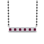 Load image into Gallery viewer, 3-Row-Bar-Diamond-Mangalsutra-Pendant-With-Pink-Sapphire