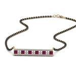 Load image into Gallery viewer, 3-Row-Bar-Diamond-Mangalsutra-Pendant-With-Pink-Sapphire