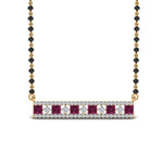 Load image into Gallery viewer, 3-Row-Bar-Diamond-Mangalsutra-Pendant-With-Pink-Sapphire