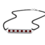 Load image into Gallery viewer, 3-Row-Bar-Diamond-Mangalsutra-Pendant-With-Ruby