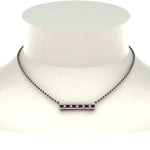Load image into Gallery viewer, 3-Row-Bar-Diamond-Mangalsutra-Pendant-With-Ruby
