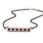 Load image into Gallery viewer, 3-Row-Bar-Diamond-Mangalsutra-Pendant-With-Ruby