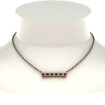 Load image into Gallery viewer, 3-Row-Bar-Diamond-Mangalsutra-Pendant-With-Ruby
