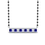 Load image into Gallery viewer, 3-Row-Bar-Diamond-Mangalsutra-Pendant-With-Sapphire