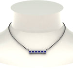 Load image into Gallery viewer, 3-Row-Bar-Diamond-Mangalsutra-Pendant-With-Sapphire