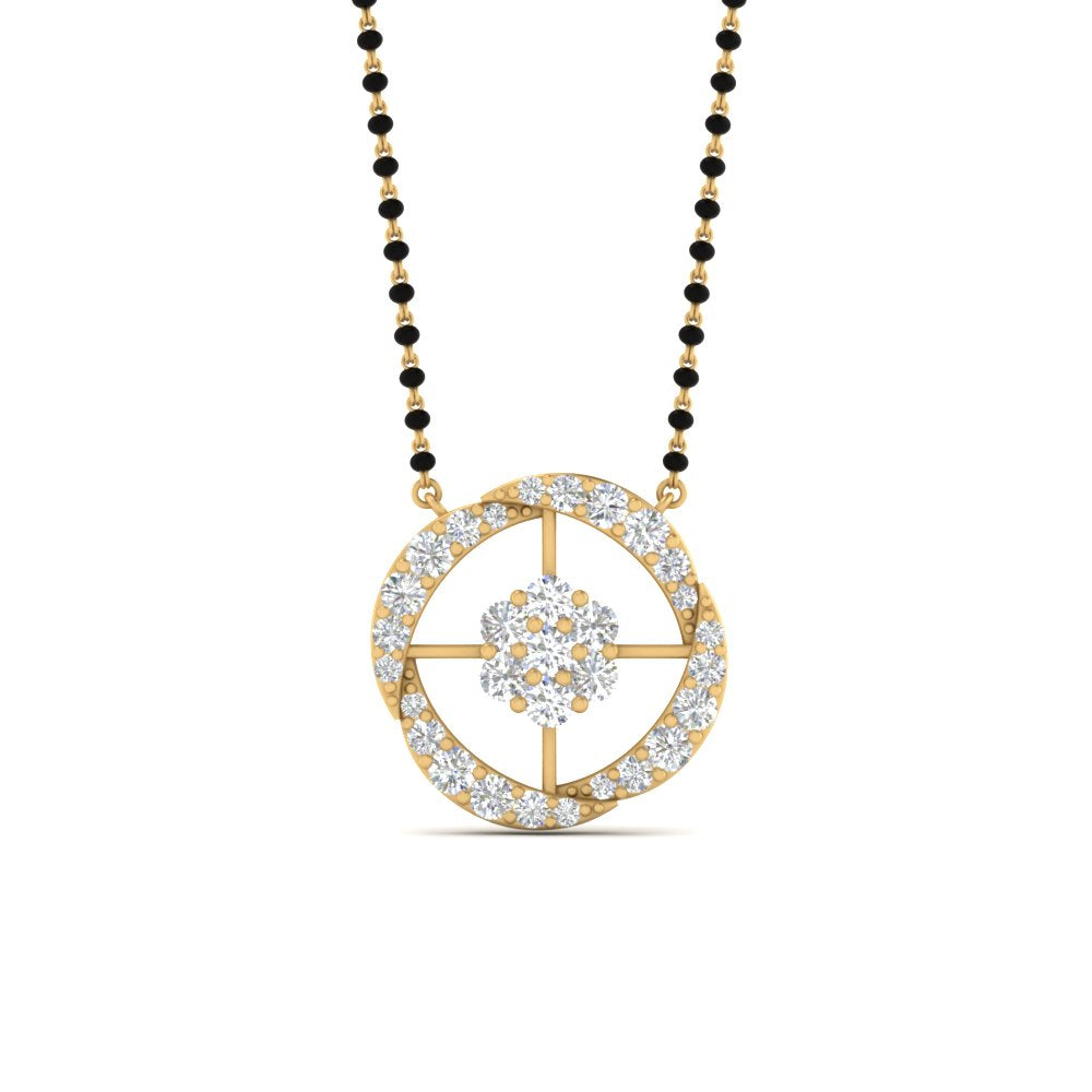 Single Line Nallapusalu With Diamond Pendant