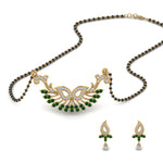 Load image into Gallery viewer, Beautiful-Diamond-Mangalsutra-Earring-Set-With-Emerald