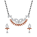 Load image into Gallery viewer, Beautiful-Diamond-Mangalsutra-Earring-Set-With-Orange-Sapphire
