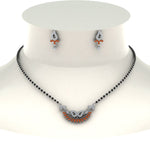 Load image into Gallery viewer, Beautiful-Diamond-Mangalsutra-Earring-Set-With-Orange-Sapphire
