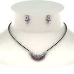 Load image into Gallery viewer, Beautiful-Diamond-Mangalsutra-Earring-Set-With-Pink-Sapphire