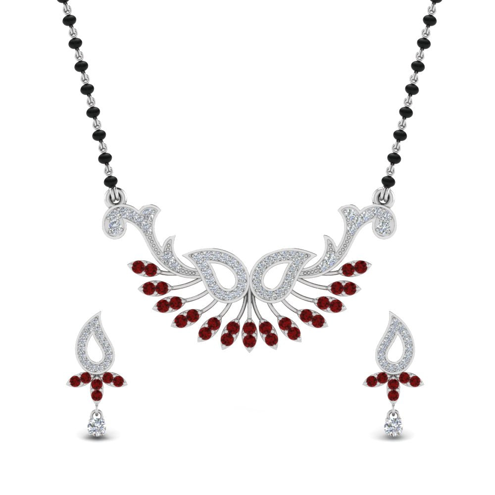Beautiful-Diamond-Mangalsutra-Earring-Set-With-Ruby