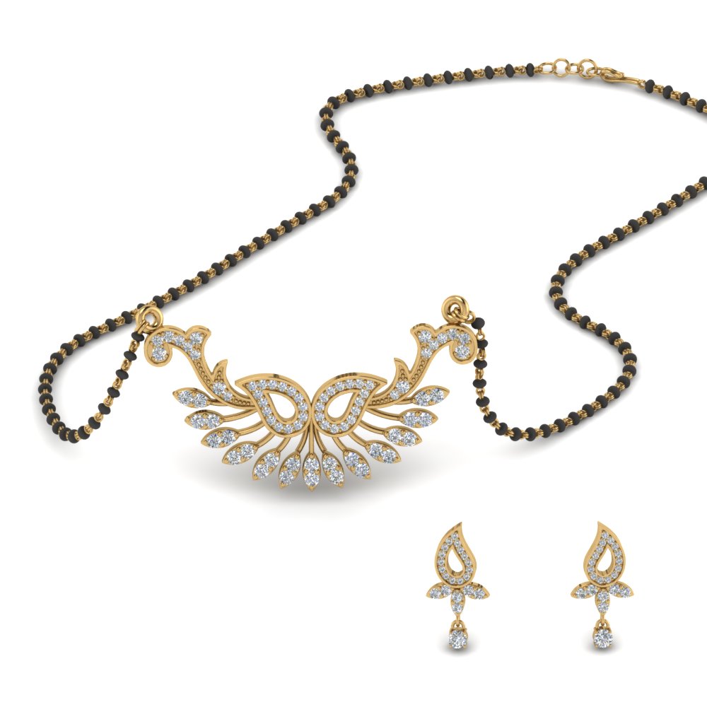 Beautiful-Diamond-Mangalsutra-Earring-Set