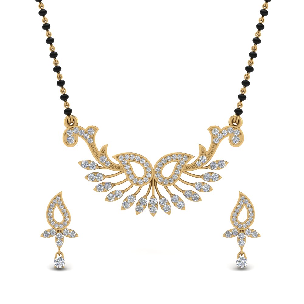 Beautiful-Diamond-Mangalsutra-Earring-Set