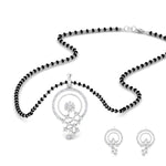 Load image into Gallery viewer, Circle-Pave-Diamond-Mangalsutra-Pendant-And-Earrings