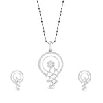 Load image into Gallery viewer, Circle-Pave-Diamond-Mangalsutra-Pendant-And-Earrings