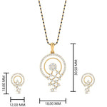Load image into Gallery viewer, Circle-Pave-Diamond-Mangalsutra-Pendant-And-Earrings